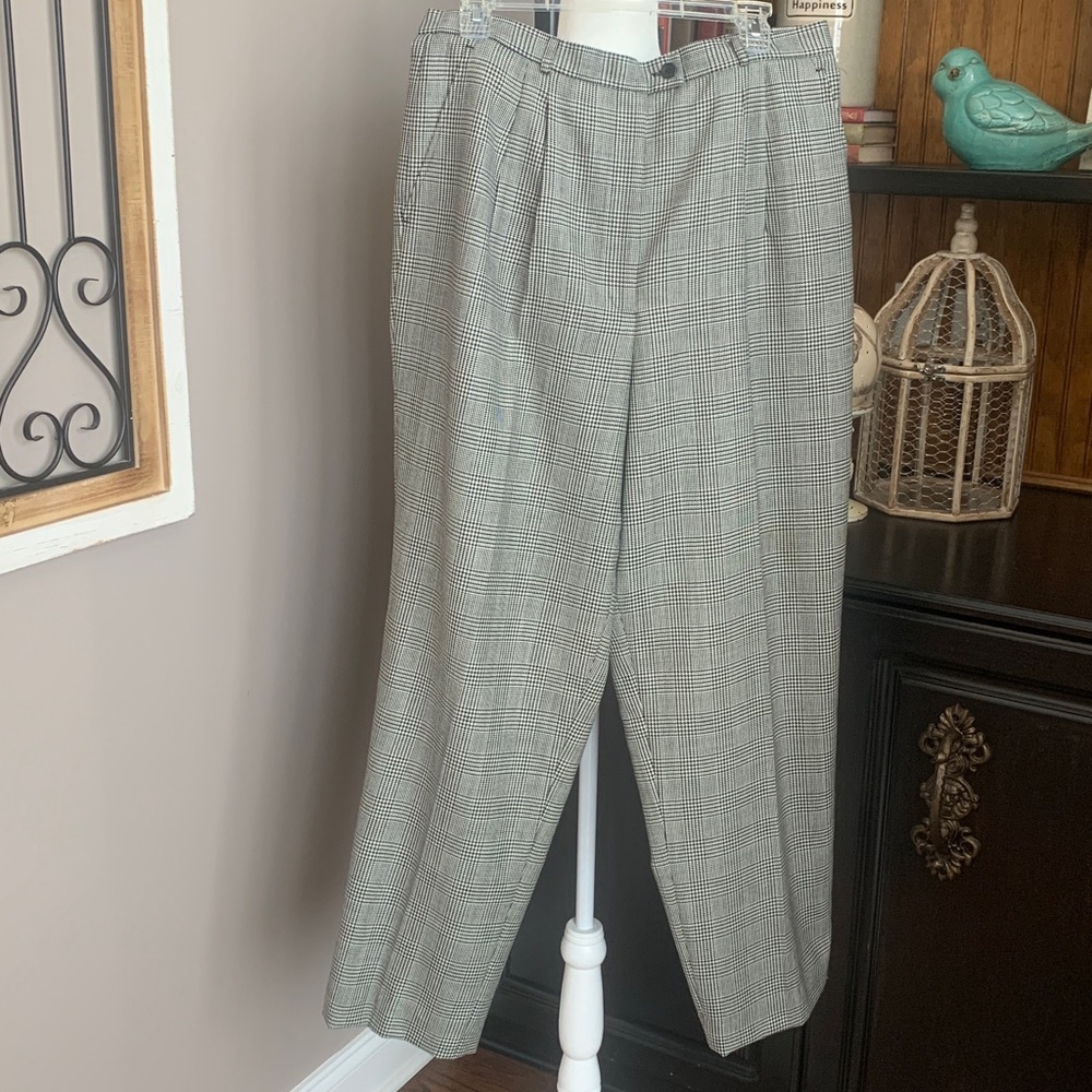 Talbots Classic Black and White Plaid Pants - Picture 2 of 4
